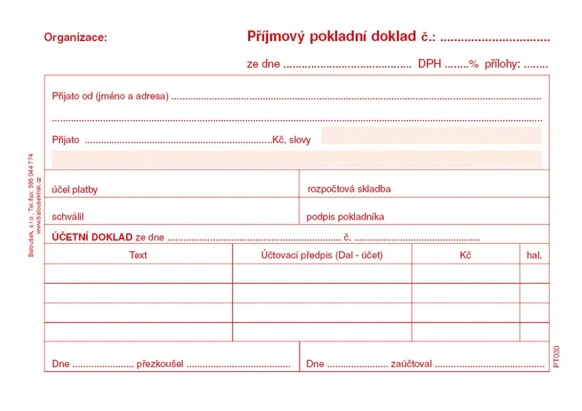 Příjmový pokladní doklad i pro podvojné účetnictví přímopropisovací