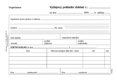 Výdajový pokladní doklad i pro podvojné účetnictví přímopropisovací