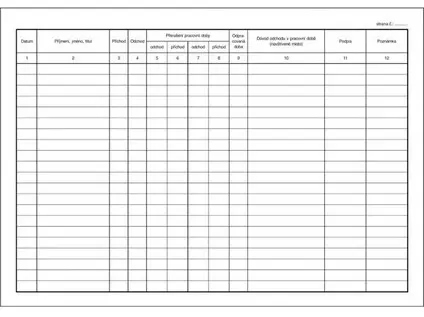 Kniha příchodů a odchodů A4 oboustranná