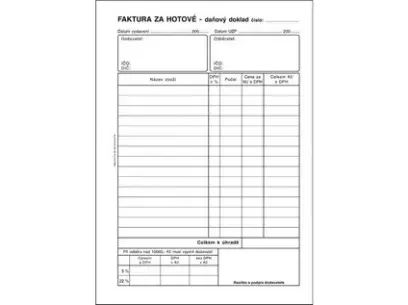 Faktura A5 SP za hotové