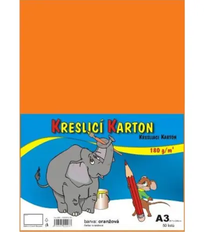 Kreslicí karton barevný A3 oranžový 50ks