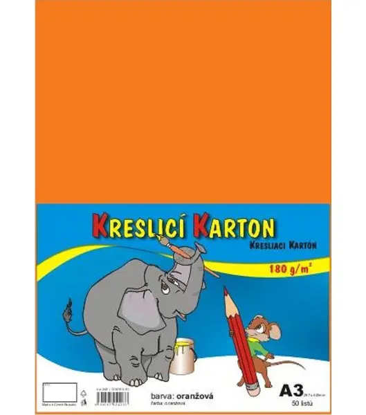 Kreslicí karton barevný A3 oranžový 50ks