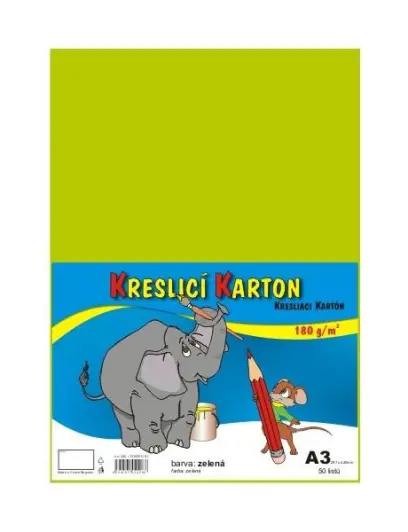 Kreslicí karton barevný A3 sv. zelená 50ks