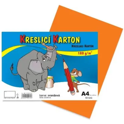 Kreslicí karton barevný A4 oranžový 50ks