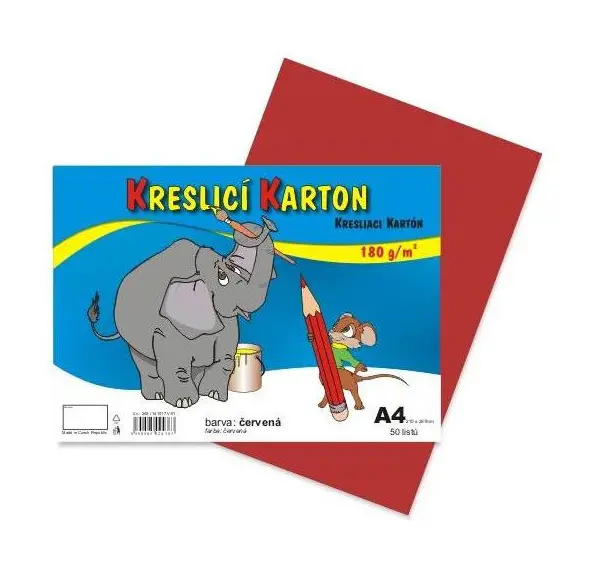 Kreslicí karton barevný A4 červený 50ks