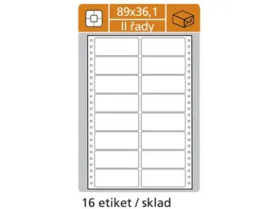 Etikety tabelační 89x36,1 mm 2 sloupce, 500 archů, 8000 etiket, 8 řad