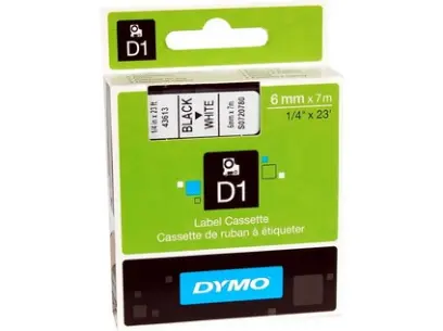 Páska D1 6 mm černá-bílá