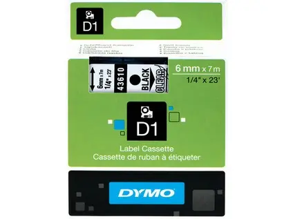 Páska D1 6 mm černá-čirá