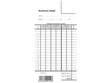 Lístek kontrolní
