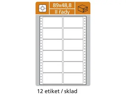 Etikety tabelační 89x48,8 mm 1 sloupec, 500 archů, 3000 etiket, 6 řad