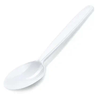 Lžička polévková plastová 18,5 cm bílá znovu použitelná 50 ks