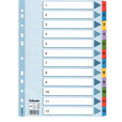 Rejstřík Mylar zesílený 1-12