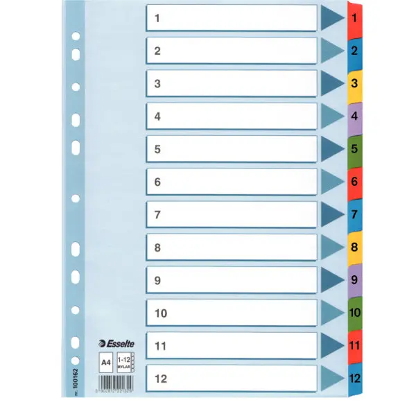 Rejstřík Mylar zesílený 1-12