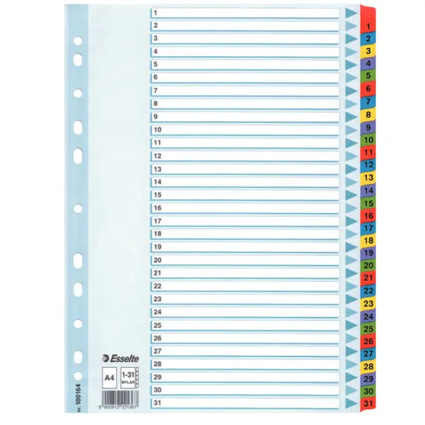 Rejstřík Mylar zesílený 1-31