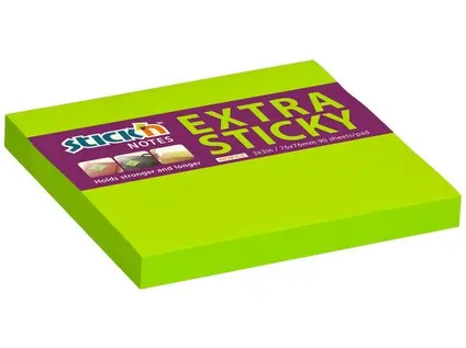 Blok samolepicí 76x76 silně lepicí neon zelený