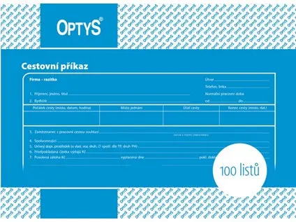 Příkaz cestovní A5 (100 listů)