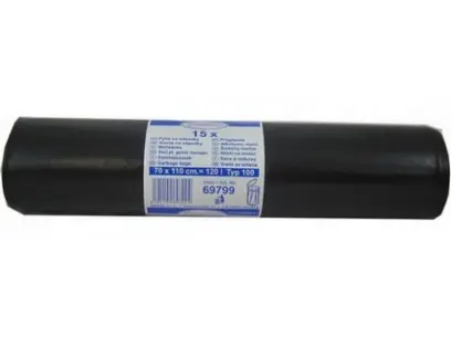 Pytel PE 700x1100 mm 120 l 100 mic. černý 15 ks