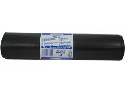 Pytel PE 700x1100 mm 120 l 100 mic. černý 15 ks