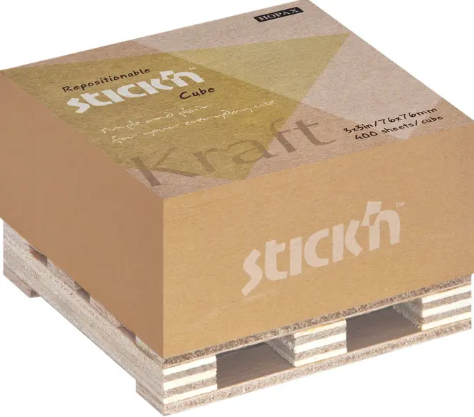 Samolepicí bloček Kraft na paletce 76x76mm hnědá