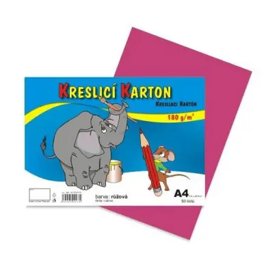 Kreslicí karton barevný A4 růžový 50ks