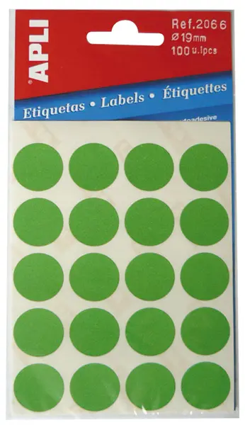 Etikety samolepicí malé balení 19mm zelené 5 archů