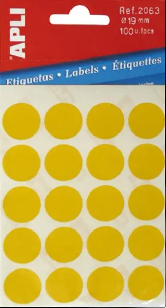 Etikety samolepicí malé balení 19mm žluté 5 archů