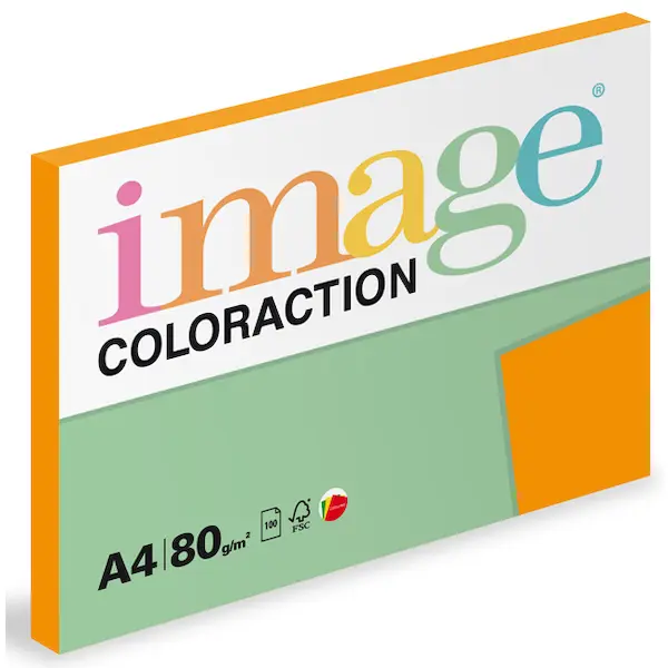 Barevný papír Image Coloraction A4 80g reflexní oranžová 100 ks