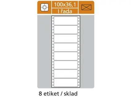 Etikety tabelační 100x36,1 mm 1 sloupec, 25 archů 200 etiket 8 řad