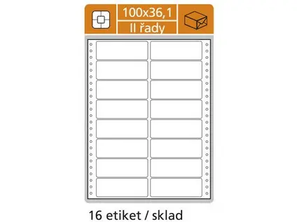 Etikety tabelační 100x36,1 mm 2 sloupce, 25 archů 400 etiket 8 řad