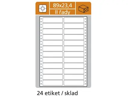 Etikety tabelační 89x23,4 mm 2 sloupce, 25 archů, 600 etiket