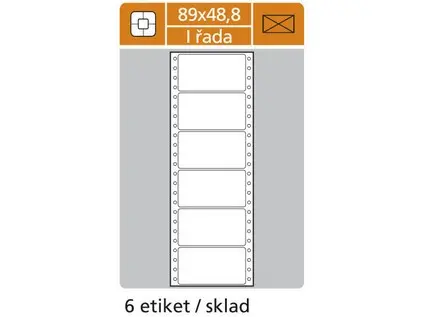Etikety tabelační 89x48,8 mm 1 sloupec, 25 archů, 150 etiket, 6 řad