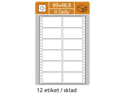 Etikety tabelační 89x48,8 mm  2 sloupce, 25 archů, 300 etiket, 6 řad