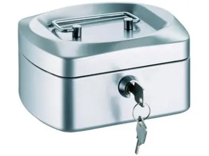 Pokladna kovová 155x120x80 mm stříbrná