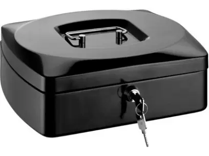 Pokladna kovová 255x200x90 mm černá
