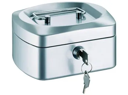 Pokladna kovová 255x200x90 mm stříbrná