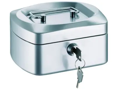 Pokladna kovová 330x235x90 mm stříbrná