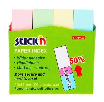 Blok samolepicí 50x12 mm 4x100 lístků pastelový