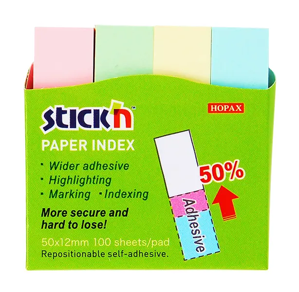 Blok samolepicí 50x12 mm 4x100 lístků pastelový