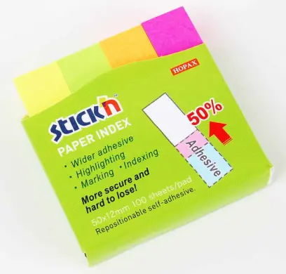 Blok samolepicí 50x12 mm 4x100 lístků neonový