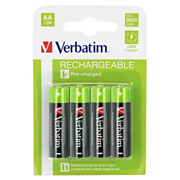 Baterie Verbatim nabíjecí AA(1,2V) 2500mAh 4ks