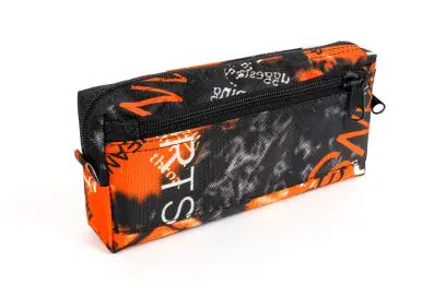 Penál etue se 2 zipy Jeans 3 oranžový