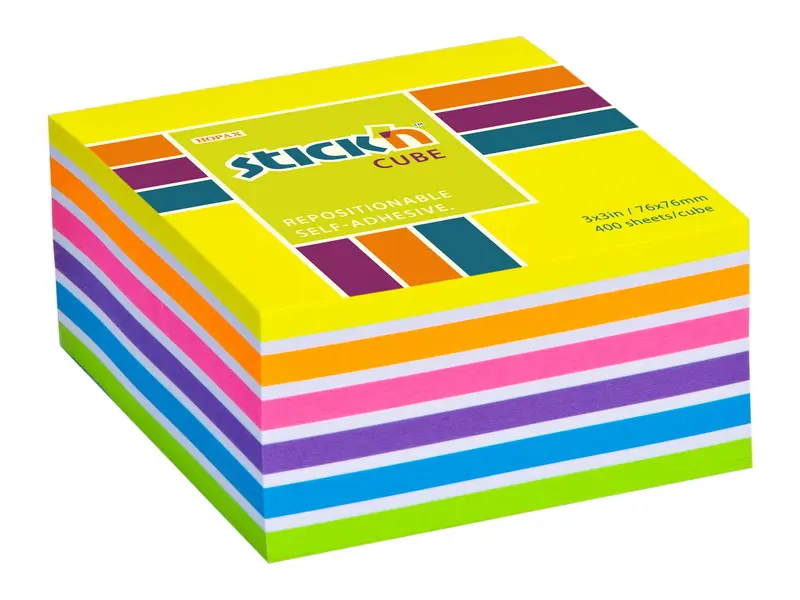 Samolepicí bloček neon 76x76mm 400ks žlutý mix