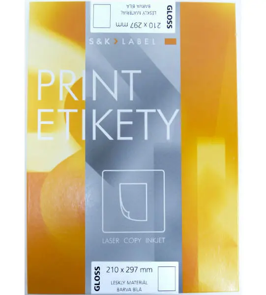Etikety samolepicí lesklé 210x297 mm 100 ks