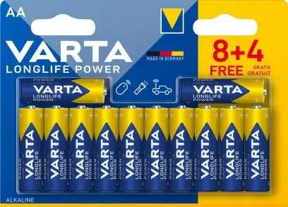 Baterie alkalické Varta Longlife Power LR06-AA (1,5 V) 12ks