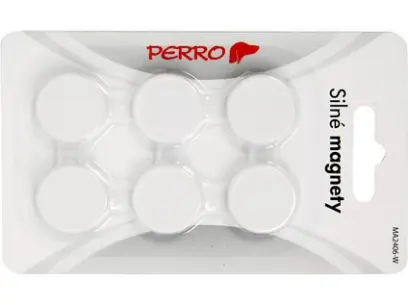 Magnety barevné 24 mm Perro MA2406 bílé 6 ks