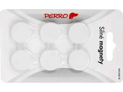 Magnety barevné 24 mm Perro MA2406 bílé 6 ks