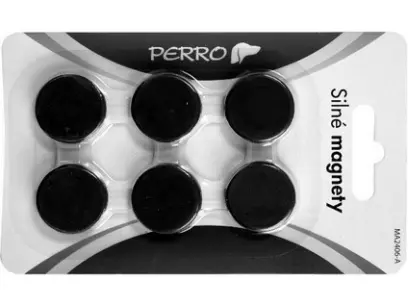 Magnety barevné 24 mm Perro MA2406 černé 6 ks