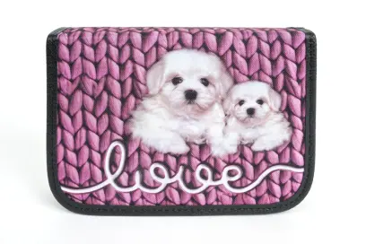 Penál se 2 klopami Love 2 růžový