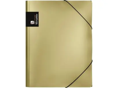 Mapa tříklopá s gumou Metallic zlatá