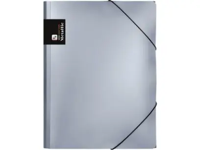 Mapa tříklopá s gumou Metallic stříbrná